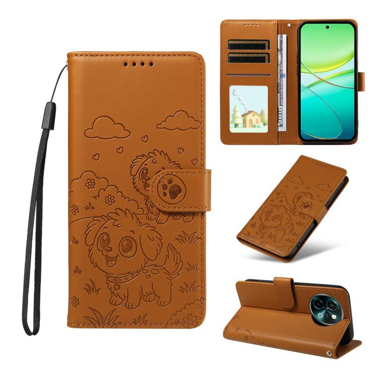Embossed Heart Dog RFID Blocking Wallet Leather Phone Case, For vivo Y28 4G / Y37 Pro, For vivo Y03 4G / Y18 / Y18e / Y28s 5G, For vivo Y38 5G / T3X 5G / Y100+, For vivo Y100 IDN / Y200e 5G / T3 5G, For vivo Y17s / Y36i 5G / Y28 5G                     ...