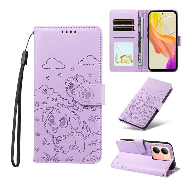 Embossed Heart Dog RFID Blocking Wallet Leather Phone Case, For vivo Y28 4G / Y37 Pro, For vivo Y03 4G / Y18 / Y18e / Y28s 5G, For vivo Y38 5G / T3X 5G / Y100+, For vivo Y100 IDN / Y200e 5G / T3 5G, For vivo Y17s / Y36i 5G / Y28 5G                     ...