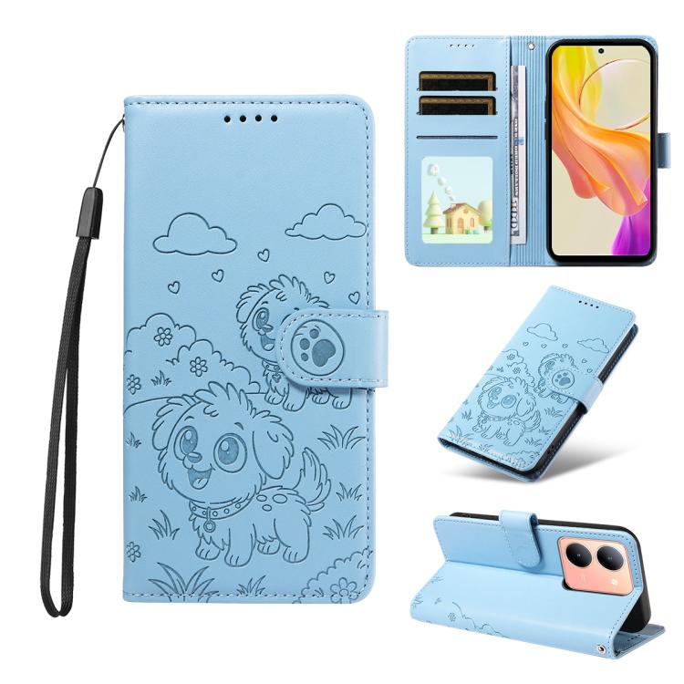 Embossed Heart Dog RFID Blocking Wallet Leather Phone Case, For vivo Y28 4G / Y37 Pro, For vivo Y03 4G / Y18 / Y18e / Y28s 5G, For vivo Y38 5G / T3X 5G / Y100+, For vivo Y100 IDN / Y200e 5G / T3 5G, For vivo Y17s / Y36i 5G / Y28 5G                     ...