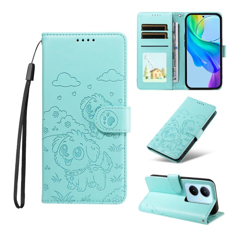 Embossed Heart Dog RFID Blocking Wallet Leather Phone Case, For vivo Y28 4G / Y37 Pro, For vivo Y03 4G / Y18 / Y18e / Y28s 5G, For vivo Y38 5G / T3X 5G / Y100+, For vivo Y100 IDN / Y200e 5G / T3 5G, For vivo Y17s / Y36i 5G / Y28 5G                     ...