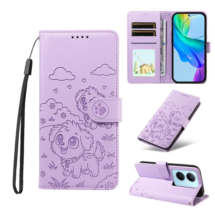 Embossed Heart Dog RFID Blocking Wallet Leather Phone Case, For vivo Y28 4G / Y37 Pro, For vivo Y03 4G / Y18 / Y18e / Y28s 5G, For vivo Y38 5G / T3X 5G / Y100+, For vivo Y100 IDN / Y200e 5G / T3 5G, For vivo Y17s / Y36i 5G / Y28 5G                     ...