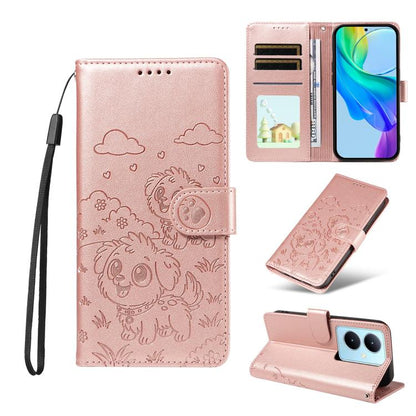 Embossed Heart Dog RFID Blocking Wallet Leather Phone Case, For vivo Y28 4G / Y37 Pro, For vivo Y03 4G / Y18 / Y18e / Y28s 5G, For vivo Y38 5G / T3X 5G / Y100+, For vivo Y100 IDN / Y200e 5G / T3 5G, For vivo Y17s / Y36i 5G / Y28 5G                     ...
