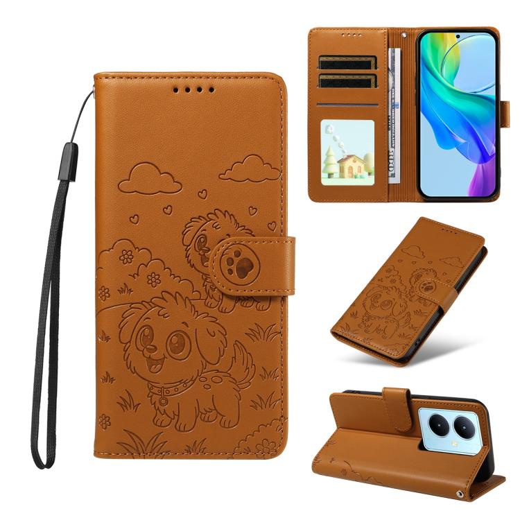 Embossed Heart Dog RFID Blocking Wallet Leather Phone Case, For vivo Y28 4G / Y37 Pro, For vivo Y03 4G / Y18 / Y18e / Y28s 5G, For vivo Y38 5G / T3X 5G / Y100+, For vivo Y100 IDN / Y200e 5G / T3 5G, For vivo Y17s / Y36i 5G / Y28 5G                     ...