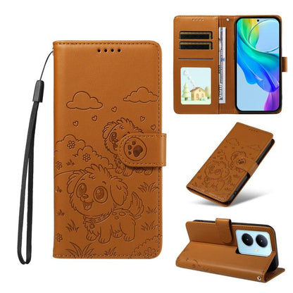 Embossed Heart Dog RFID Blocking Wallet Leather Phone Case, For vivo Y28 4G / Y37 Pro, For vivo Y03 4G / Y18 / Y18e / Y28s 5G, For vivo Y38 5G / T3X 5G / Y100+, For vivo Y100 IDN / Y200e 5G / T3 5G, For vivo Y17s / Y36i 5G / Y28 5G                     ...