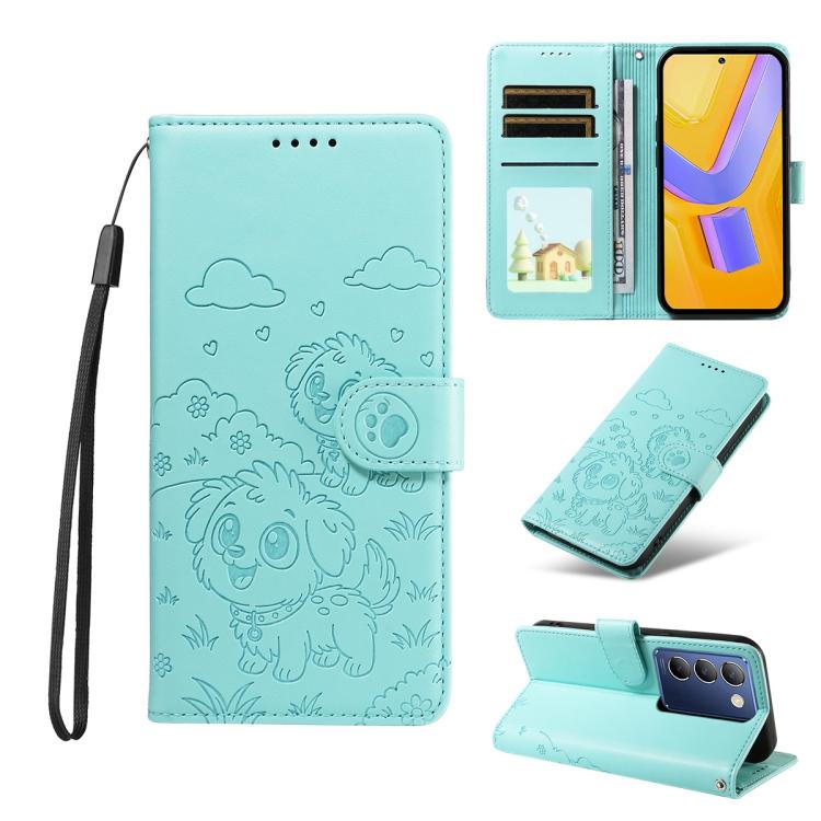 Embossed Heart Dog RFID Blocking Wallet Leather Phone Case, For vivo Y28 4G / Y37 Pro, For vivo Y03 4G / Y18 / Y18e / Y28s 5G, For vivo Y38 5G / T3X 5G / Y100+, For vivo Y100 IDN / Y200e 5G / T3 5G, For vivo Y17s / Y36i 5G / Y28 5G                     ...