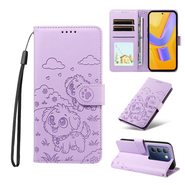 Embossed Heart Dog RFID Blocking Wallet Leather Phone Case, For vivo Y28 4G / Y37 Pro, For vivo Y03 4G / Y18 / Y18e / Y28s 5G, For vivo Y38 5G / T3X 5G / Y100+, For vivo Y100 IDN / Y200e 5G / T3 5G, For vivo Y17s / Y36i 5G / Y28 5G                     ...