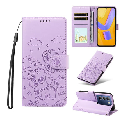 Embossed Heart Dog RFID Blocking Wallet Leather Phone Case, For vivo Y28 4G / Y37 Pro, For vivo Y03 4G / Y18 / Y18e / Y28s 5G, For vivo Y38 5G / T3X 5G / Y100+, For vivo Y100 IDN / Y200e 5G / T3 5G, For vivo Y17s / Y36i 5G / Y28 5G                     ...