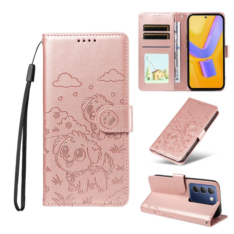 Embossed Heart Dog RFID Blocking Wallet Leather Phone Case, For vivo Y28 4G / Y37 Pro, For vivo Y03 4G / Y18 / Y18e / Y28s 5G, For vivo Y38 5G / T3X 5G / Y100+, For vivo Y100 IDN / Y200e 5G / T3 5G, For vivo Y17s / Y36i 5G / Y28 5G                     ...