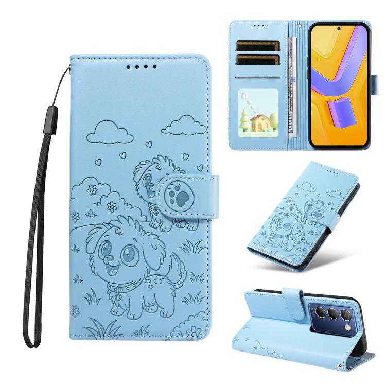 Embossed Heart Dog RFID Blocking Wallet Leather Phone Case, For vivo Y28 4G / Y37 Pro, For vivo Y03 4G / Y18 / Y18e / Y28s 5G, For vivo Y38 5G / T3X 5G / Y100+, For vivo Y100 IDN / Y200e 5G / T3 5G, For vivo Y17s / Y36i 5G / Y28 5G                     ...
