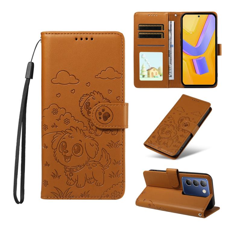 Embossed Heart Dog RFID Blocking Wallet Leather Phone Case, For vivo Y28 4G / Y37 Pro, For vivo Y03 4G / Y18 / Y18e / Y28s 5G, For vivo Y38 5G / T3X 5G / Y100+, For vivo Y100 IDN / Y200e 5G / T3 5G, For vivo Y17s / Y36i 5G / Y28 5G                     ...