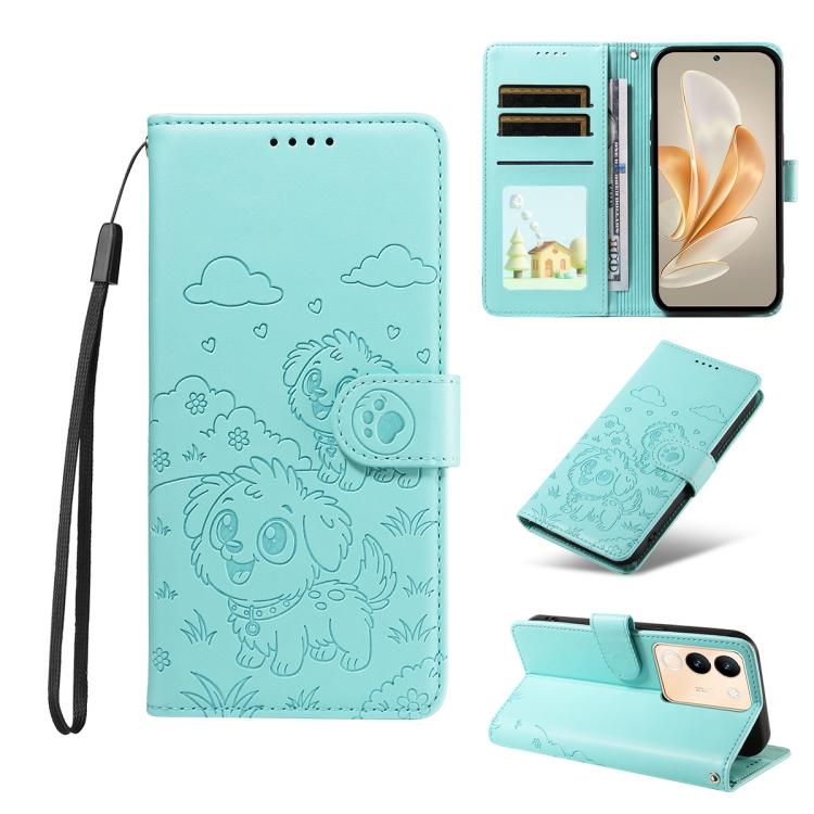 Embossed Heart Dog RFID Blocking Wallet Leather Phone Case, For vivo Y28 4G / Y37 Pro, For vivo Y03 4G / Y18 / Y18e / Y28s 5G, For vivo Y38 5G / T3X 5G / Y100+, For vivo Y100 IDN / Y200e 5G / T3 5G, For vivo Y17s / Y36i 5G / Y28 5G                     ...