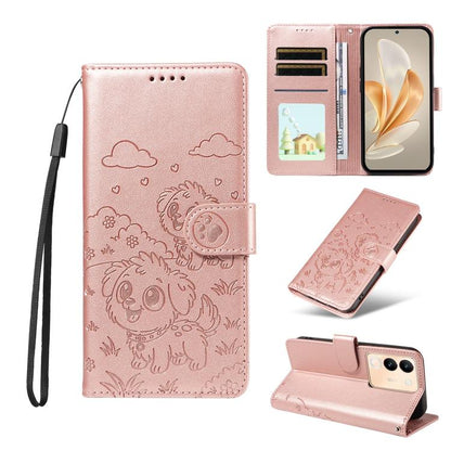 Embossed Heart Dog RFID Blocking Wallet Leather Phone Case, For vivo Y28 4G / Y37 Pro, For vivo Y03 4G / Y18 / Y18e / Y28s 5G, For vivo Y38 5G / T3X 5G / Y100+, For vivo Y100 IDN / Y200e 5G / T3 5G, For vivo Y17s / Y36i 5G / Y28 5G                     ...