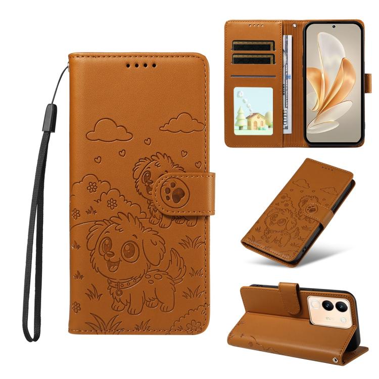 Embossed Heart Dog RFID Blocking Wallet Leather Phone Case, For vivo Y28 4G / Y37 Pro, For vivo Y03 4G / Y18 / Y18e / Y28s 5G, For vivo Y38 5G / T3X 5G / Y100+, For vivo Y100 IDN / Y200e 5G / T3 5G, For vivo Y17s / Y36i 5G / Y28 5G                     ...
