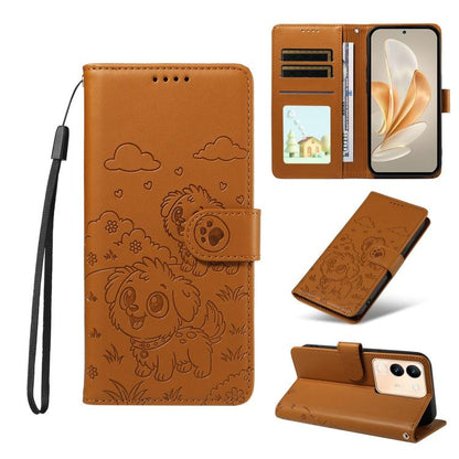 Embossed Heart Dog RFID Blocking Wallet Leather Phone Case, For vivo Y28 4G / Y37 Pro, For vivo Y03 4G / Y18 / Y18e / Y28s 5G, For vivo Y38 5G / T3X 5G / Y100+, For vivo Y100 IDN / Y200e 5G / T3 5G, For vivo Y17s / Y36i 5G / Y28 5G                     ...