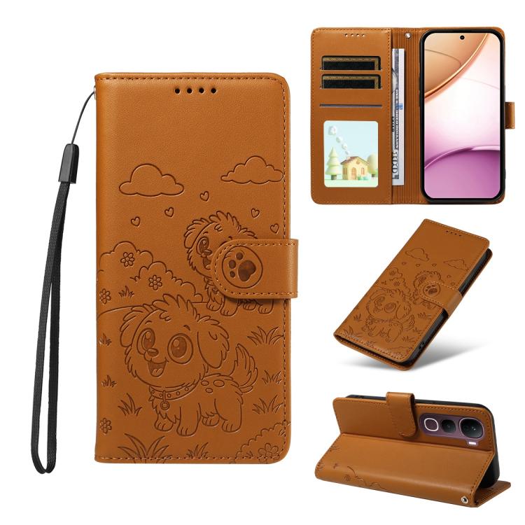 Embossed Heart Dog RFID Blocking Wallet Leather Phone Case, For vivo S2 5G / V80 Lite IN/PK, For vivo X300 E 5G, For vivo Y500 4G / iQOO Z11 5G / T5 Pro 5G, For vivo Y600 Pro 5G, For vivo Y05 4G / Y21 5G 2026, For vivo V70 FE 5G                        ...
