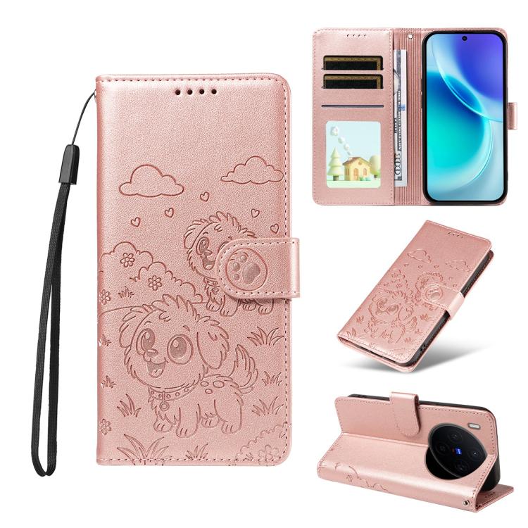 Embossed Heart Dog RFID Blocking Wallet Leather Phone Case, For vivo S2 5G / V80 Lite IN/PK, For vivo X300 E 5G, For vivo Y500 4G / iQOO Z11 5G / T5 Pro 5G, For vivo Y600 Pro 5G, For vivo Y05 4G / Y21 5G 2026, For vivo V70 FE 5G                        ...