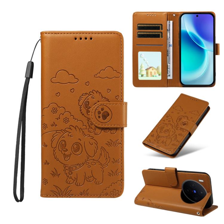 Embossed Heart Dog RFID Blocking Wallet Leather Phone Case, For vivo S2 5G / V80 Lite IN/PK, For vivo X300 E 5G, For vivo Y500 4G / iQOO Z11 5G / T5 Pro 5G, For vivo Y600 Pro 5G, For vivo Y05 4G / Y21 5G 2026, For vivo V70 FE 5G                        ...