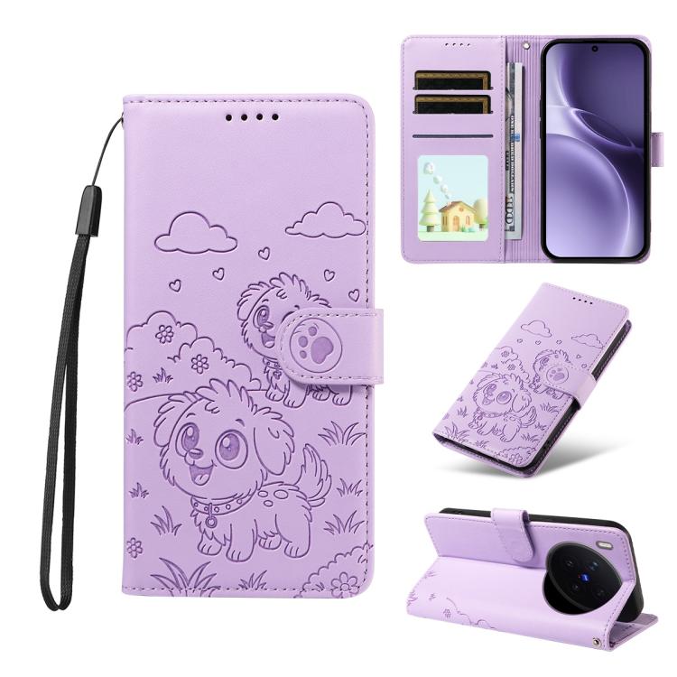 Embossed Heart Dog RFID Blocking Wallet Leather Phone Case, For vivo S2 5G / V80 Lite IN/PK, For vivo X300 E 5G, For vivo Y500 4G / iQOO Z11 5G / T5 Pro 5G, For vivo Y600 Pro 5G, For vivo Y05 4G / Y21 5G 2026, For vivo V70 FE 5G                        ...