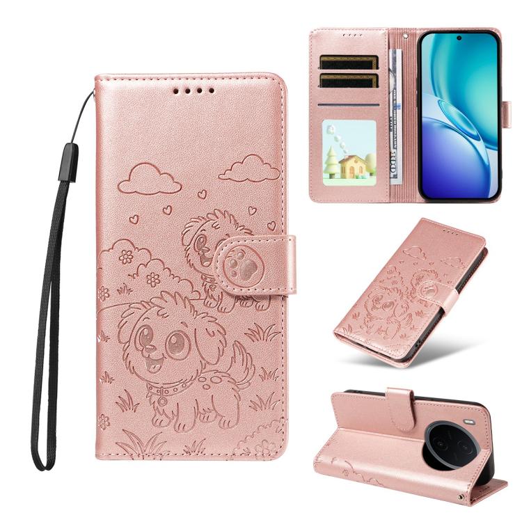 Embossed Heart Dog RFID Blocking Wallet Leather Phone Case, For vivo S2 5G / V80 Lite IN/PK, For vivo X300 E 5G, For vivo Y500 4G / iQOO Z11 5G / T5 Pro 5G, For vivo Y600 Pro 5G, For vivo Y05 4G / Y21 5G 2026, For vivo V70 FE 5G                        ...