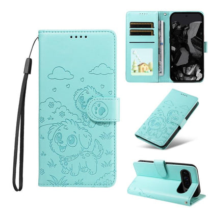 Embossed Heart Dog RFID Blocking Wallet Leather Phone Case, For Google Pixel 11a, For Google Pixel 11 Pro XL, For Google Pixel 11 / 11 Pro, For Google Pixel 10a, For Google Pixel 10 Pro XL / 9 Pro XL, For Google Pixel 10 / 10 Pro / 9 / 9 Pro           ...