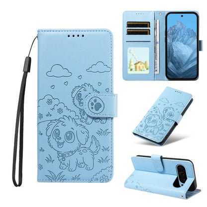 Embossed Heart Dog RFID Blocking Wallet Leather Phone Case, For Google Pixel 11a, For Google Pixel 11 Pro XL, For Google Pixel 11 / 11 Pro, For Google Pixel 10a, For Google Pixel 10 Pro XL / 9 Pro XL, For Google Pixel 10 / 10 Pro / 9 / 9 Pro           ...