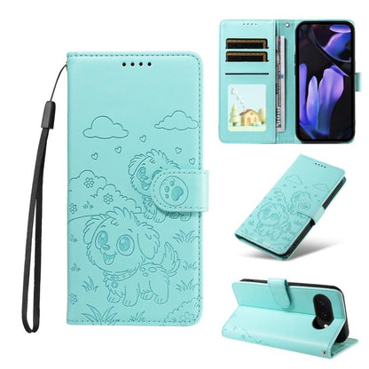 Embossed Heart Dog RFID Blocking Wallet Leather Phone Case, For Google Pixel 11a, For Google Pixel 11 Pro XL, For Google Pixel 11 / 11 Pro, For Google Pixel 10a, For Google Pixel 10 Pro XL / 9 Pro XL, For Google Pixel 10 / 10 Pro / 9 / 9 Pro           ...