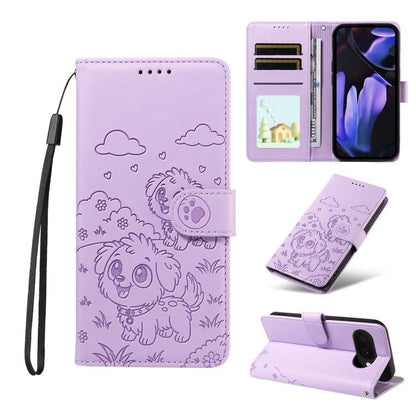 Embossed Heart Dog RFID Blocking Wallet Leather Phone Case, For Google Pixel 11a, For Google Pixel 11 Pro XL, For Google Pixel 11 / 11 Pro, For Google Pixel 10a, For Google Pixel 10 Pro XL / 9 Pro XL, For Google Pixel 10 / 10 Pro / 9 / 9 Pro           ...