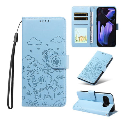Embossed Heart Dog RFID Blocking Wallet Leather Phone Case, For Google Pixel 11a, For Google Pixel 11 Pro XL, For Google Pixel 11 / 11 Pro, For Google Pixel 10a, For Google Pixel 10 Pro XL / 9 Pro XL, For Google Pixel 10 / 10 Pro / 9 / 9 Pro           ...