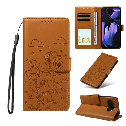 Embossed Heart Dog RFID Blocking Wallet Leather Phone Case, For Google Pixel 11a, For Google Pixel 11 Pro XL, For Google Pixel 11 / 11 Pro, For Google Pixel 10a, For Google Pixel 10 Pro XL / 9 Pro XL, For Google Pixel 10 / 10 Pro / 9 / 9 Pro           ...