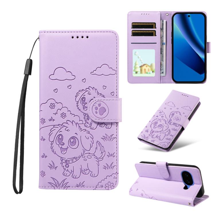 Embossed Heart Dog RFID Blocking Wallet Leather Phone Case, For Google Pixel 11a, For Google Pixel 11 Pro XL, For Google Pixel 11 / 11 Pro, For Google Pixel 10a, For Google Pixel 10 Pro XL / 9 Pro XL, For Google Pixel 10 / 10 Pro / 9 / 9 Pro           ...