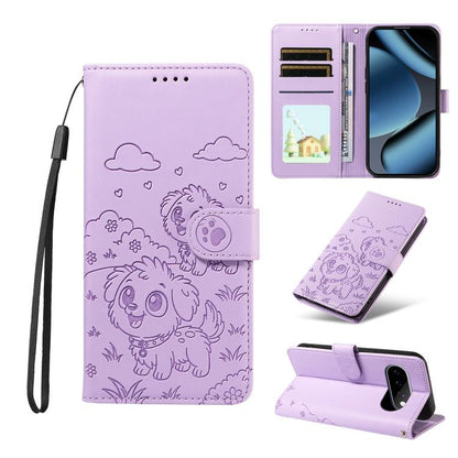 Embossed Heart Dog RFID Blocking Wallet Leather Phone Case, For Google Pixel 11a, For Google Pixel 11 Pro XL, For Google Pixel 11 / 11 Pro, For Google Pixel 10a, For Google Pixel 10 Pro XL / 9 Pro XL, For Google Pixel 10 / 10 Pro / 9 / 9 Pro           ...