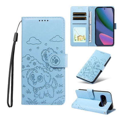 Embossed Heart Dog RFID Blocking Wallet Leather Phone Case, For Google Pixel 11a, For Google Pixel 11 Pro XL, For Google Pixel 11 / 11 Pro, For Google Pixel 10a, For Google Pixel 10 Pro XL / 9 Pro XL, For Google Pixel 10 / 10 Pro / 9 / 9 Pro           ...