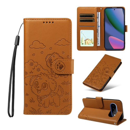Embossed Heart Dog RFID Blocking Wallet Leather Phone Case, For Google Pixel 11a, For Google Pixel 11 Pro XL, For Google Pixel 11 / 11 Pro, For Google Pixel 10a, For Google Pixel 10 Pro XL / 9 Pro XL, For Google Pixel 10 / 10 Pro / 9 / 9 Pro           ...