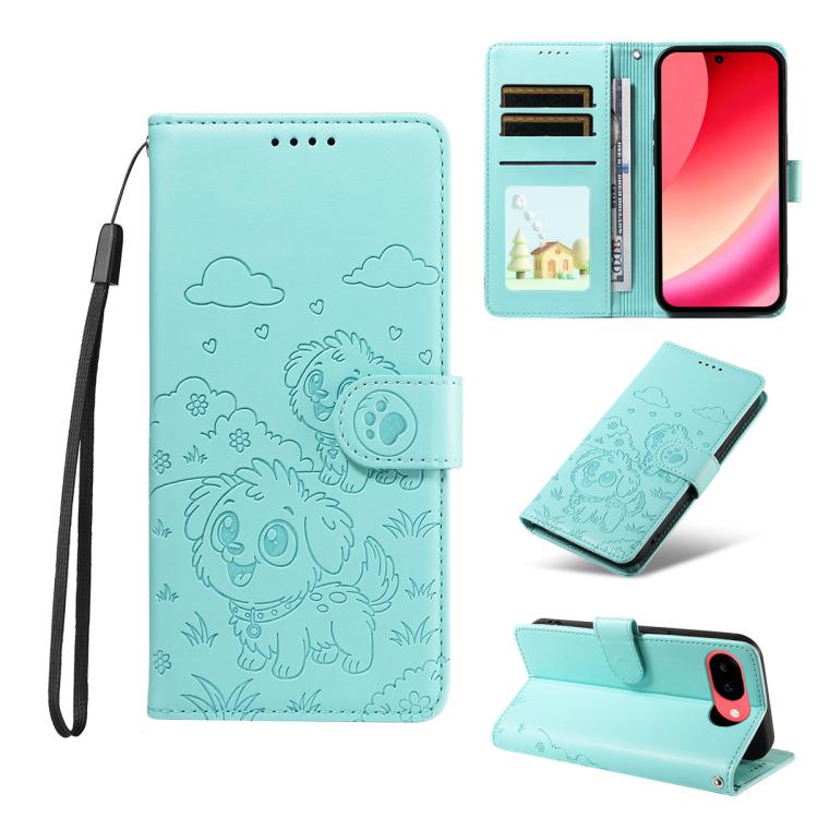 Embossed Heart Dog RFID Blocking Wallet Leather Phone Case, For Google Pixel 11a, For Google Pixel 11 Pro XL, For Google Pixel 11 / 11 Pro, For Google Pixel 10a, For Google Pixel 10 Pro XL / 9 Pro XL, For Google Pixel 10 / 10 Pro / 9 / 9 Pro           ...