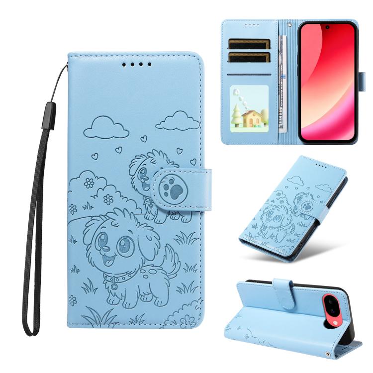Embossed Heart Dog RFID Blocking Wallet Leather Phone Case, For Google Pixel 11a, For Google Pixel 11 Pro XL, For Google Pixel 11 / 11 Pro, For Google Pixel 10a, For Google Pixel 10 Pro XL / 9 Pro XL, For Google Pixel 10 / 10 Pro / 9 / 9 Pro           ...