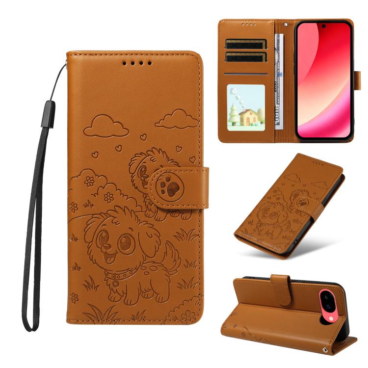 Embossed Heart Dog RFID Blocking Wallet Leather Phone Case, For Google Pixel 11a, For Google Pixel 11 Pro XL, For Google Pixel 11 / 11 Pro, For Google Pixel 10a, For Google Pixel 10 Pro XL / 9 Pro XL, For Google Pixel 10 / 10 Pro / 9 / 9 Pro           ...