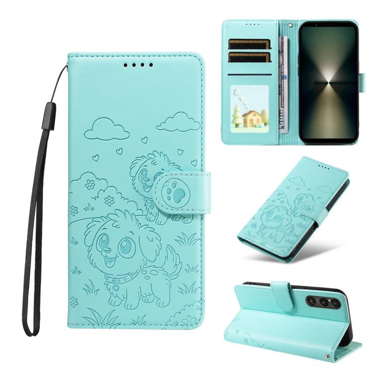 Embossed Heart Dog RFID Blocking Wallet Leather Phone Case, For Sony Xperia 1 VIII 2026, For Sony Xperia 1 VII 2025, For Sony Xperia 10 VI 2024, For Sony Xperia 1 VI 2024, For Sony Xperia 5 VI 2024, For Sony Xperia 5 V 2023, For Sony Xperia 1 V 2023   ...