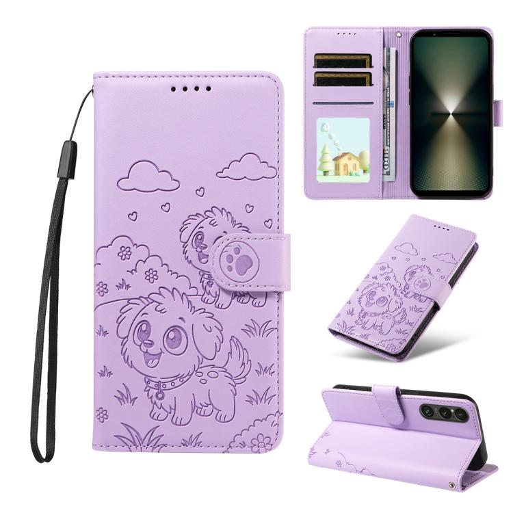 Embossed Heart Dog RFID Blocking Wallet Leather Phone Case, For Sony Xperia 1 VIII 2026, For Sony Xperia 1 VII 2025, For Sony Xperia 10 VI 2024, For Sony Xperia 1 VI 2024, For Sony Xperia 5 VI 2024, For Sony Xperia 5 V 2023, For Sony Xperia 1 V 2023   ...