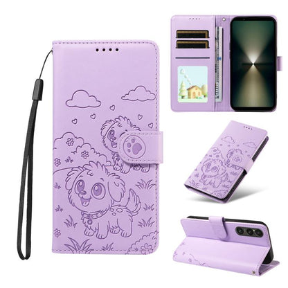 Embossed Heart Dog RFID Blocking Wallet Leather Phone Case, For Sony Xperia 1 VIII 2026, For Sony Xperia 1 VII 2025, For Sony Xperia 10 VI 2024, For Sony Xperia 1 VI 2024, For Sony Xperia 5 VI 2024, For Sony Xperia 5 V 2023, For Sony Xperia 1 V 2023   ...