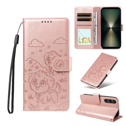Embossed Heart Dog RFID Blocking Wallet Leather Phone Case, For Sony Xperia 1 VIII 2026, For Sony Xperia 1 VII 2025, For Sony Xperia 10 VI 2024, For Sony Xperia 1 VI 2024, For Sony Xperia 5 VI 2024, For Sony Xperia 5 V 2023, For Sony Xperia 1 V 2023   ...
