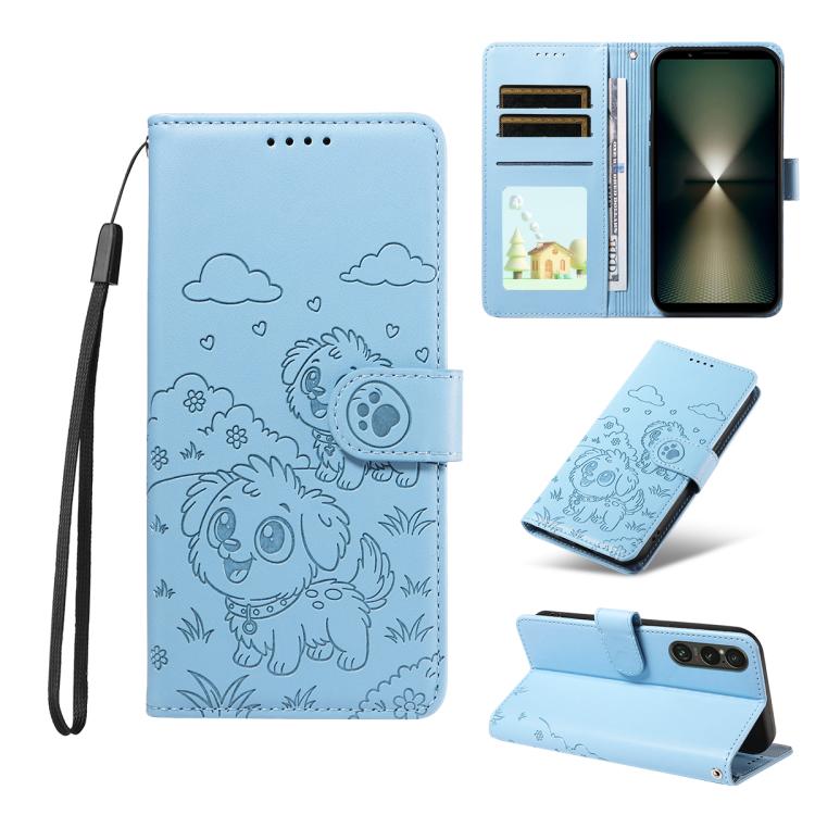Embossed Heart Dog RFID Blocking Wallet Leather Phone Case, For Sony Xperia 1 VIII 2026, For Sony Xperia 1 VII 2025, For Sony Xperia 10 VI 2024, For Sony Xperia 1 VI 2024, For Sony Xperia 5 VI 2024, For Sony Xperia 5 V 2023, For Sony Xperia 1 V 2023   ...