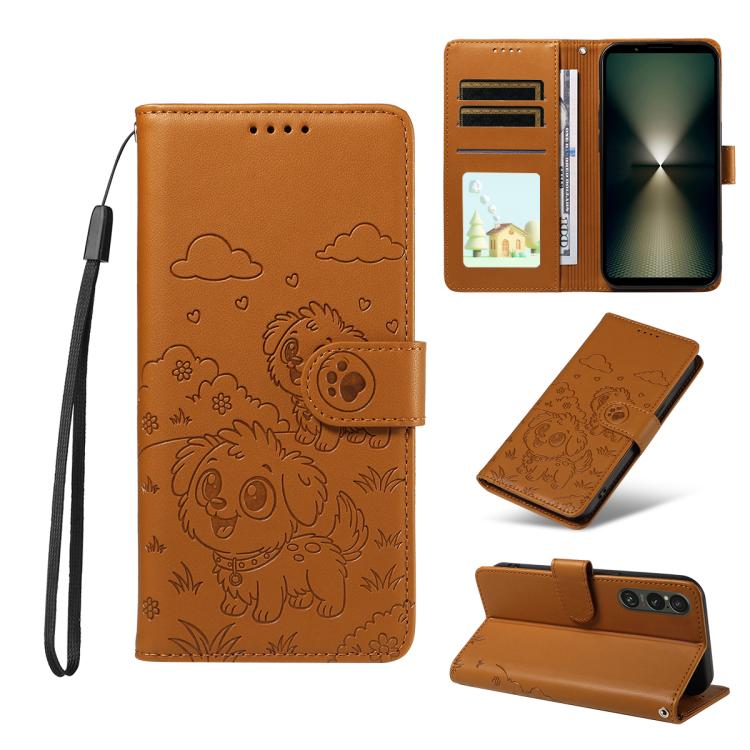 Embossed Heart Dog RFID Blocking Wallet Leather Phone Case, For Sony Xperia 1 VIII 2026, For Sony Xperia 1 VII 2025, For Sony Xperia 10 VI 2024, For Sony Xperia 1 VI 2024, For Sony Xperia 5 VI 2024, For Sony Xperia 5 V 2023, For Sony Xperia 1 V 2023   ...