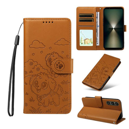 Embossed Heart Dog RFID Blocking Wallet Leather Phone Case, For Sony Xperia 1 VIII 2026, For Sony Xperia 1 VII 2025, For Sony Xperia 10 VI 2024, For Sony Xperia 1 VI 2024, For Sony Xperia 5 VI 2024, For Sony Xperia 5 V 2023, For Sony Xperia 1 V 2023   ...