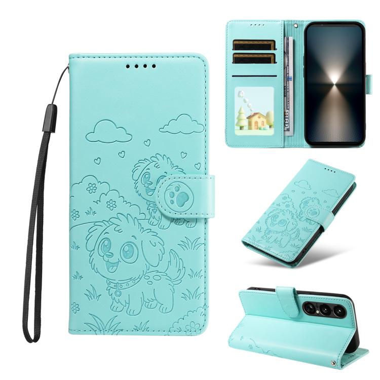 Embossed Heart Dog RFID Blocking Wallet Leather Phone Case, For Sony Xperia 1 VIII 2026, For Sony Xperia 1 VII 2025, For Sony Xperia 10 VI 2024, For Sony Xperia 1 VI 2024, For Sony Xperia 5 VI 2024, For Sony Xperia 5 V 2023, For Sony Xperia 1 V 2023   ...