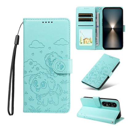 Embossed Heart Dog RFID Blocking Wallet Leather Phone Case, For Sony Xperia 1 VIII 2026, For Sony Xperia 1 VII 2025, For Sony Xperia 10 VI 2024, For Sony Xperia 1 VI 2024, For Sony Xperia 5 VI 2024, For Sony Xperia 5 V 2023, For Sony Xperia 1 V 2023   ...