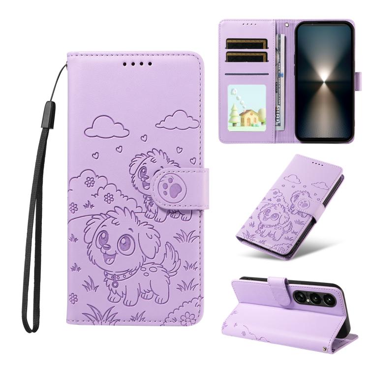 Embossed Heart Dog RFID Blocking Wallet Leather Phone Case, For Sony Xperia 1 VIII 2026, For Sony Xperia 1 VII 2025, For Sony Xperia 10 VI 2024, For Sony Xperia 1 VI 2024, For Sony Xperia 5 VI 2024, For Sony Xperia 5 V 2023, For Sony Xperia 1 V 2023   ...