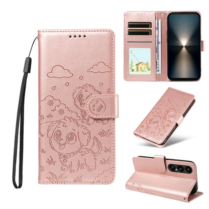 Embossed Heart Dog RFID Blocking Wallet Leather Phone Case, For Sony Xperia 1 VIII 2026, For Sony Xperia 1 VII 2025, For Sony Xperia 10 VI 2024, For Sony Xperia 1 VI 2024, For Sony Xperia 5 VI 2024, For Sony Xperia 5 V 2023, For Sony Xperia 1 V 2023   ...