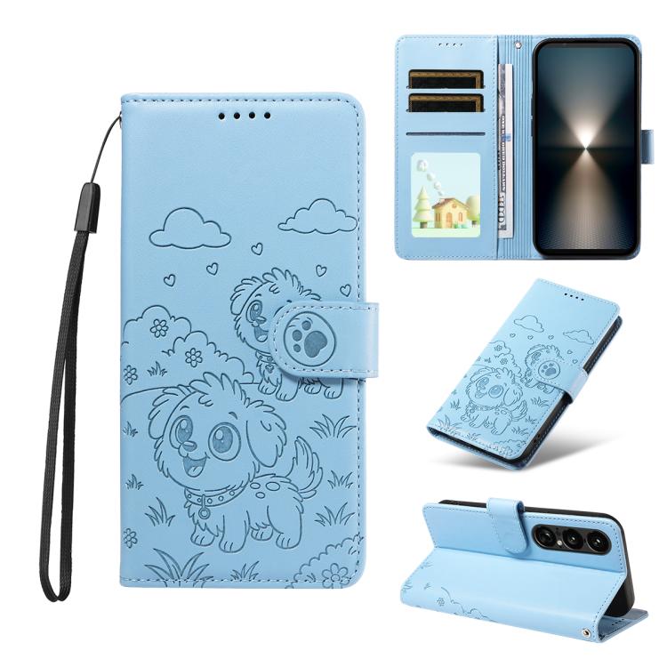 Embossed Heart Dog RFID Blocking Wallet Leather Phone Case, For Sony Xperia 1 VIII 2026, For Sony Xperia 1 VII 2025, For Sony Xperia 10 VI 2024, For Sony Xperia 1 VI 2024, For Sony Xperia 5 VI 2024, For Sony Xperia 5 V 2023, For Sony Xperia 1 V 2023   ...