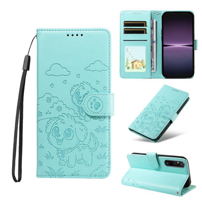 Embossed Heart Dog RFID Blocking Wallet Leather Phone Case, For Sony Xperia 1 VIII 2026, For Sony Xperia 1 VII 2025, For Sony Xperia 10 VI 2024, For Sony Xperia 1 VI 2024, For Sony Xperia 5 VI 2024, For Sony Xperia 5 V 2023, For Sony Xperia 1 V 2023   ...
