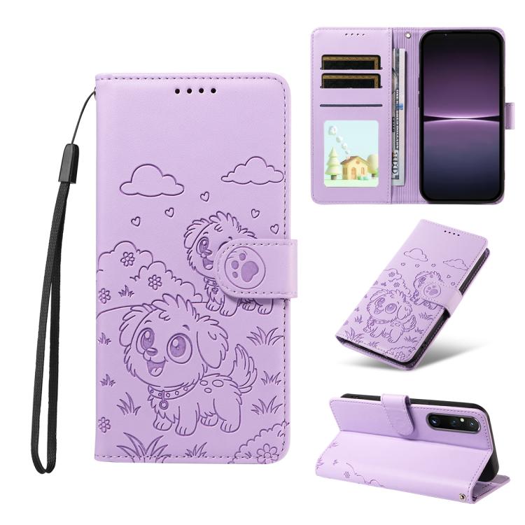 Embossed Heart Dog RFID Blocking Wallet Leather Phone Case, For Sony Xperia 1 VIII 2026, For Sony Xperia 1 VII 2025, For Sony Xperia 10 VI 2024, For Sony Xperia 1 VI 2024, For Sony Xperia 5 VI 2024, For Sony Xperia 5 V 2023, For Sony Xperia 1 V 2023   ...